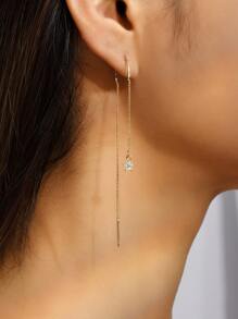 Pendientes de enhebrador zirconia cúbica - Amarillo Oro - Ver 1