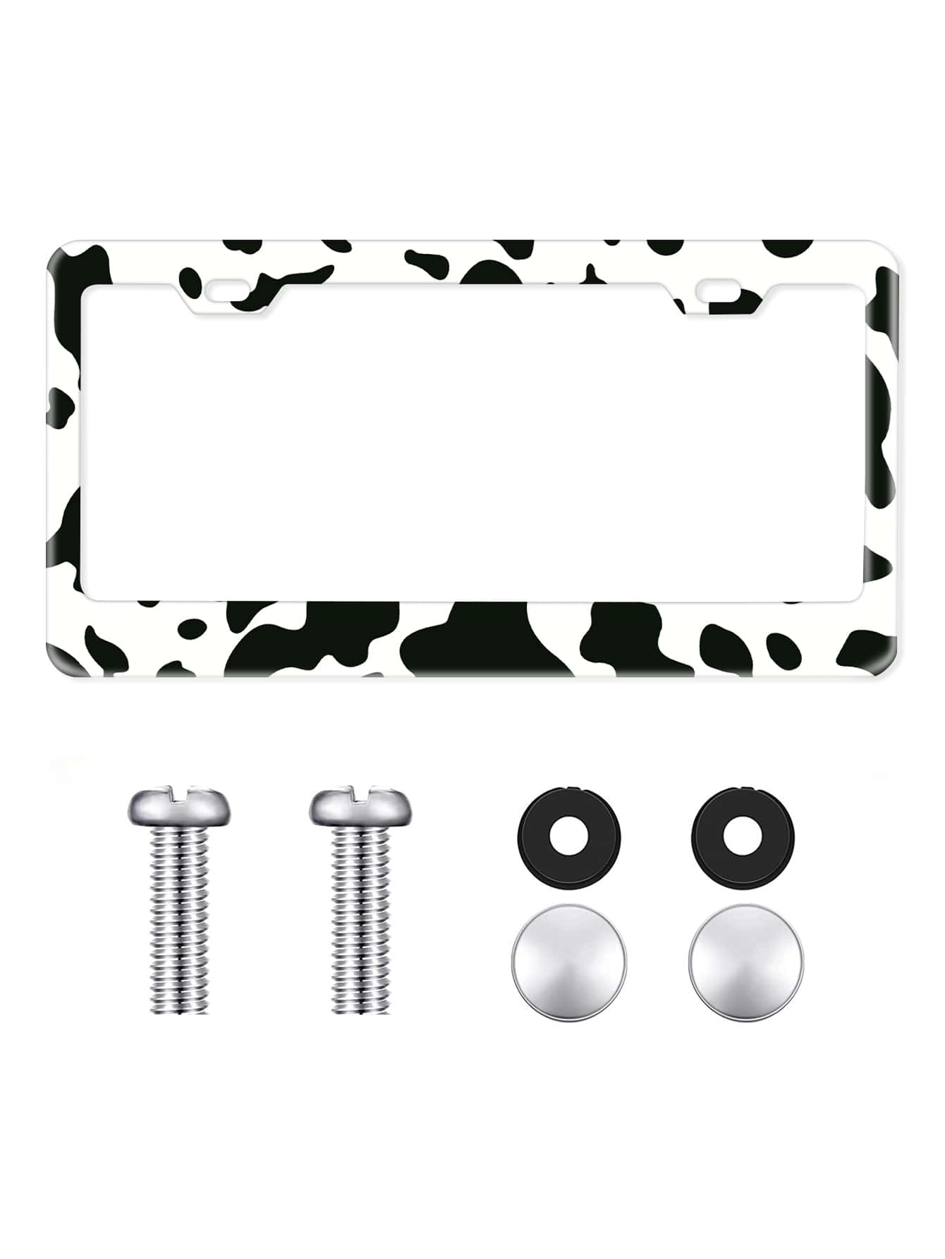 1入組奶牛圖案汽車牌照架 - 彩色 - 查看 1