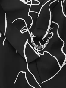 SHEIN Essnce Plus Graphic Print Belted Wide Leg Pants