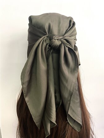 1 件女士纯色真丝围巾头带，节日休闲装，日常装，节日纪念品礼物圣帕特里克节