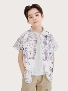 男孩塗鴉圖案襯衫