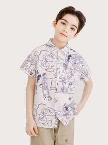 男孩塗鴉圖案襯衫