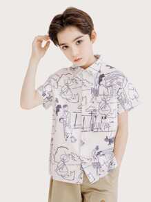 男孩塗鴉圖案襯衫