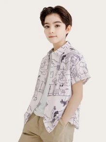 男孩塗鴉圖案襯衫