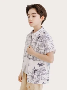 男孩塗鴉圖案襯衫