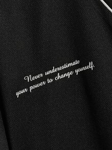 Manfinity RebelGame Loose Fit Men Slogan Graphic Contrast Piping Shirt - Black - View 3