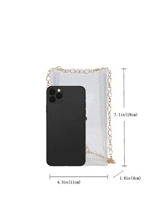 Mini Phone Bag, Transparent Chain Crossbody Bag With Letter Pattern, Summer Bag, Phone Pouch, Women Wallet - Clear - View 3