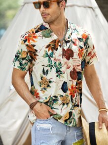 Manfinity RSRT Men Random Floral Print Shirt - Multicolor - View 3