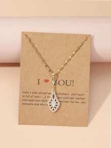 Rhinestone Water-drop Pendant Necklace - Yellow Gold - View 1