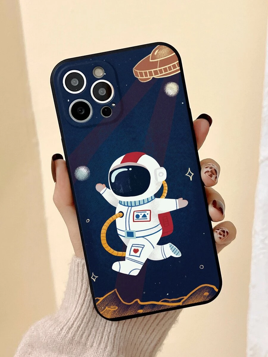 卡通宇航員手機外殼 - 黑色 - 查看 1
