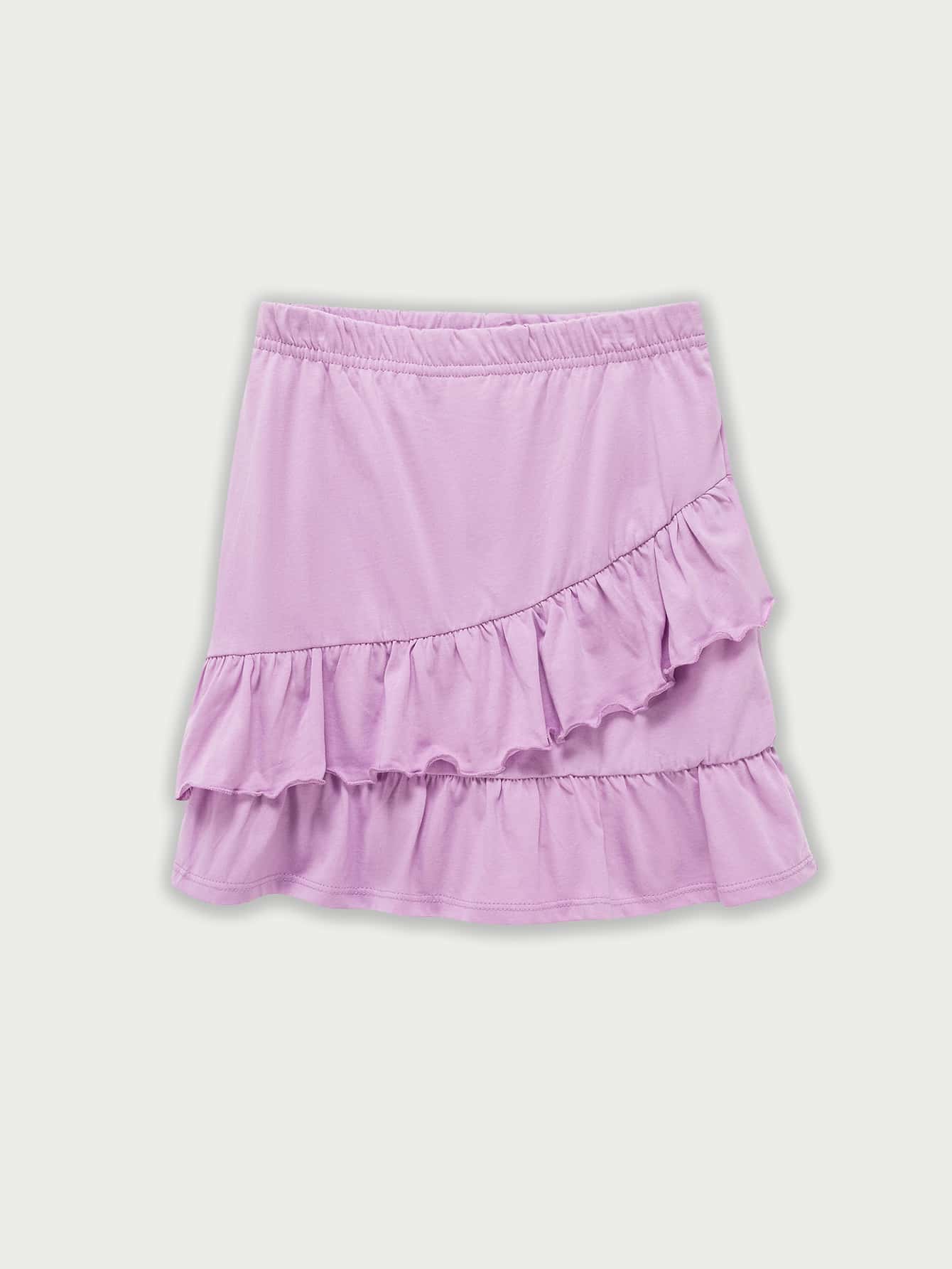 Niñas Falda ribete con fruncido unicolor - Lila Púrpura - Ver 1