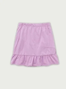 Niñas Falda ribete con fruncido unicolor - Lila Púrpura - Ver 2