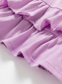 Niñas Falda ribete con fruncido unicolor - Lila Púrpura - Ver 5