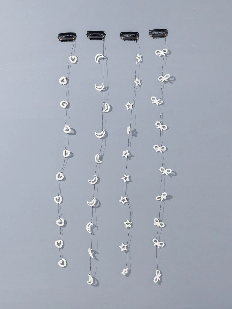 4入組月亮墜飾髮夾