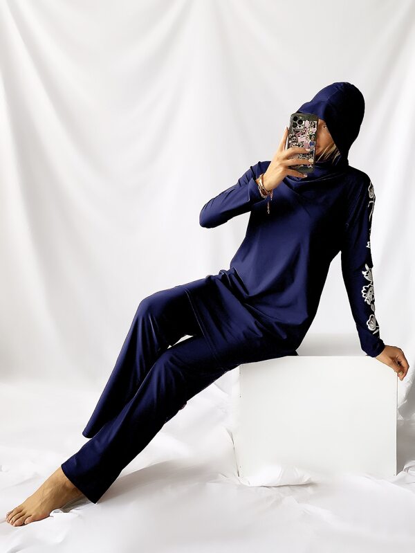 SHEIN Swim Mulvari Maillot de bain burkini à couverture intégrale fleuri à capuche Mode en