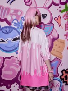 ROMWE Anime Áo thun nữ Hoạt hình Rau quả Giải trí - Hồng - Xem 6