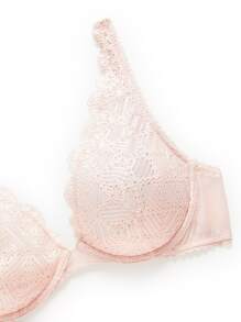 Sujetador push-up de encaje con cuello en V muy deseado - Rosa - Ver 8