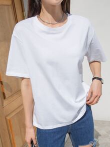 DAZY 純色垂墜袖t恤 - 白色 - 查看 6
