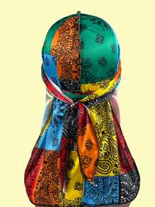 佩斯利印花头巾式睡帽 - 彩色 - 查看 2