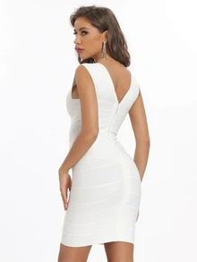 Cut Out Front Bandage Dress - White - View 2