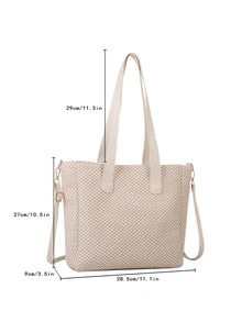 Minimalist Straw Bag - White - View 5