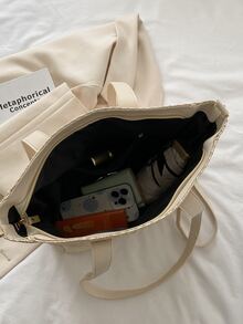 Minimalist Straw Bag - White - View 6