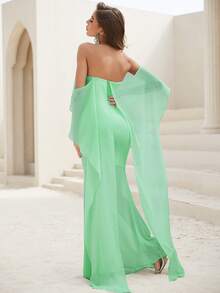 YISIKADO Ruffle Detail Off Shoulder Dress - Mint Green - View 2