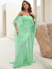 YISIKADO Ruffle Detail Off Shoulder Dress - Mint Green - View 8