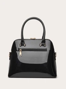 zijinling 漆皮單肩托特包