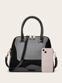 zijinling 漆皮單肩托特包