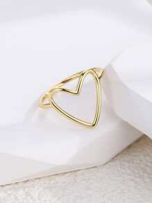 Charm-In 情人节礼物。1 件镂空心形女士铜戒指镀 18K 镀层厚度为 0.03-0.05μm 情人节 - 金黃色 - 查看 2