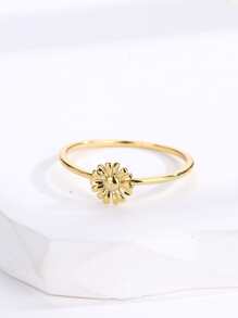 1入組花朵裝飾戒指銅首飾類 - 金黃色 - 查看 1