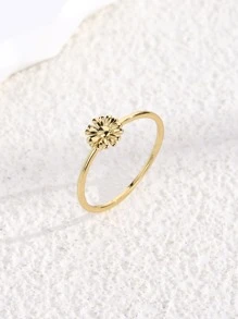 1入組花朵裝飾戒指銅首飾類 - 金黃色 - 查看 2