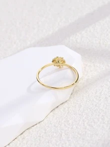 1入組花朵裝飾戒指銅首飾類 - 金黃色 - 查看 3