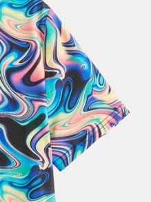 SHEIN Tween Boy Reflective Marble Print Tee - Multicolor - View 3