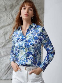 MOTF MOTF X Van Gogh INSPIRED 100% SILK FLOURISHING FLOWER COLLARED SHIRT