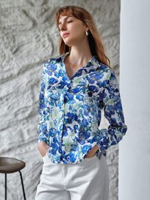MOTF MOTF X Van Gogh INSPIRED 100% SILK FLOURISHING FLOWER COLLARED SHIRT