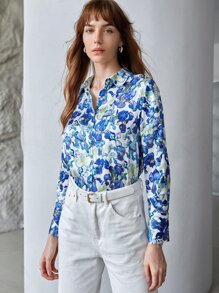 MOTF MOTF X Van Gogh INSPIRED 100% SILK FLOURISHING FLOWER COLLARED SHIRT