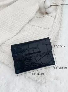 SOUTHLAND&KANGAROO Cartera con solapa con relieve de letras y cocodrilo, delgada, liviana, portátil, para dinero en efectivo, identificación, tarjeta, bolsillo para monedas, para regalo de cumpleaños, para adolescentes, para estudiantes universitarios, para estudiantes de escuela, regalo de aniversario, color negro, S, regalos para maestros, regalo para novias, regalos presentes, regalos para maestros, útiles escolares, regalos para maestros, regreso a clases, tarjetero, billetera, tarjetero de presentación, tarjetero de crédito, para mujeres, para mujeres, mini billetera, billetera para tarjetas - Negro - Ver 4