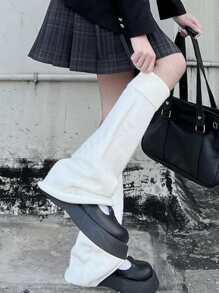ROMWE 素色保暖腿套 - 白色 - 查看 5