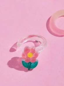 ROMWE Anime 3pcs Flower Decor Ear Cuffs