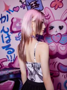 ROMWE Anime Áo hai dây Con số Lá thư Giải trí - Nhiều màu - Xem 3