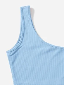 Muchica Bộ đồ hai mảnh nữ Dây kéo Gân đan màu trơn Giải trí - Màu xanh nhạt - Xem 4