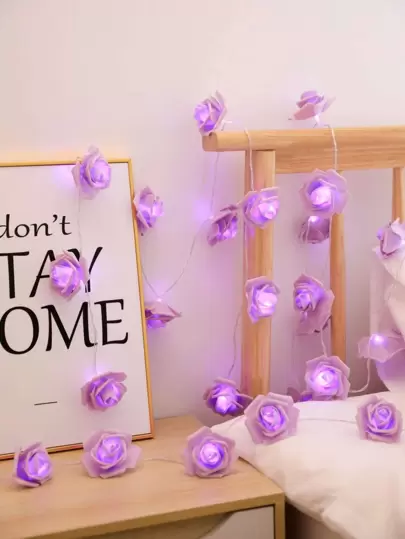 1串10/20灯1.5/3米玫瑰花串灯，浪漫仙女灯，适用于房间装饰、生日派对、婚礼、求婚、情人节礼物