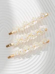 3个装仿珍珠装饰发夹，优雅发卡，爪夹，发卡，学习用品，发饰