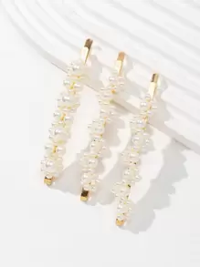 3个装仿珍珠装饰发夹，优雅发卡，爪夹，发卡，学习用品，发饰