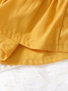 嬰兒荷葉邊不對稱領洋裝附髮帶 - 黃色 - 查看 4