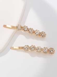 2 Miếng Kẹp Tóc Khối Zirconia  Trang trí - Vàng - Xem 2