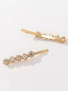 2 Miếng Kẹp Tóc Khối Zirconia  Trang trí - Vàng - Xem 3