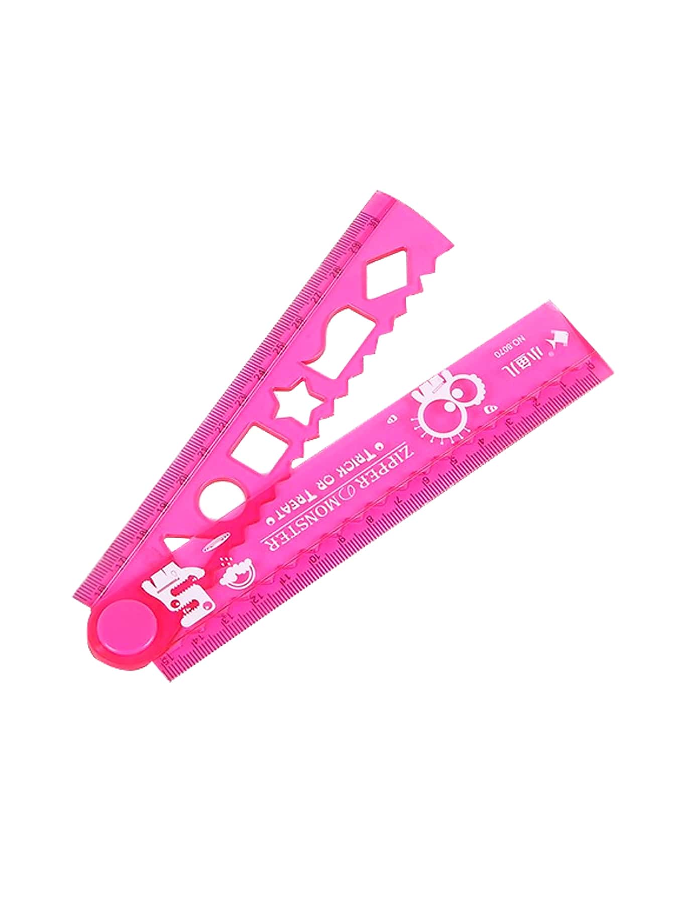 1pc Cartoon Graphic Straight Ruler, Cute Foldable School Office Measuring Tool - Red - View 1